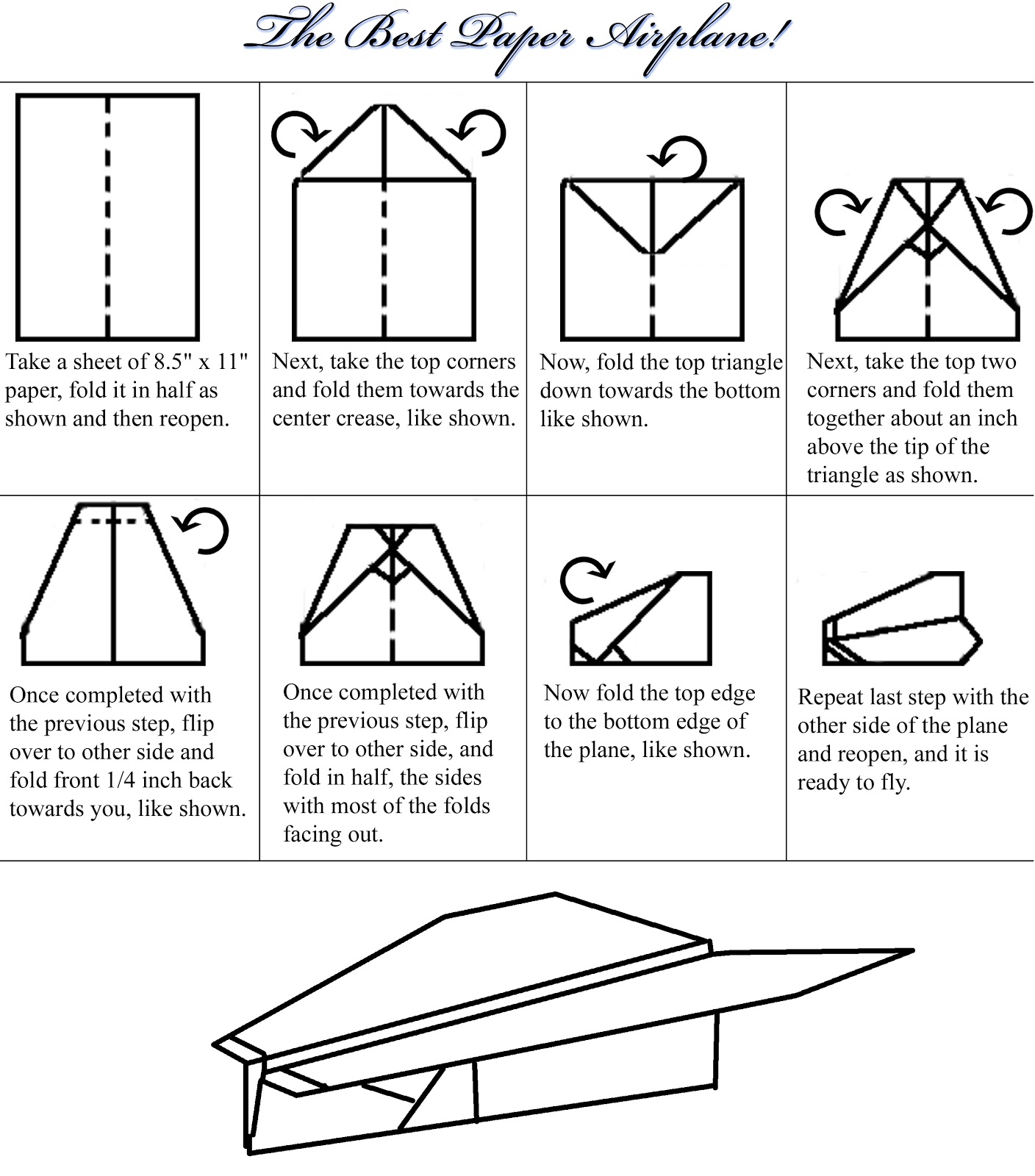 Printable Paper Airplane Instructions
