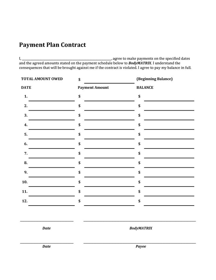 Printable Payment Plan Template Vrogue co