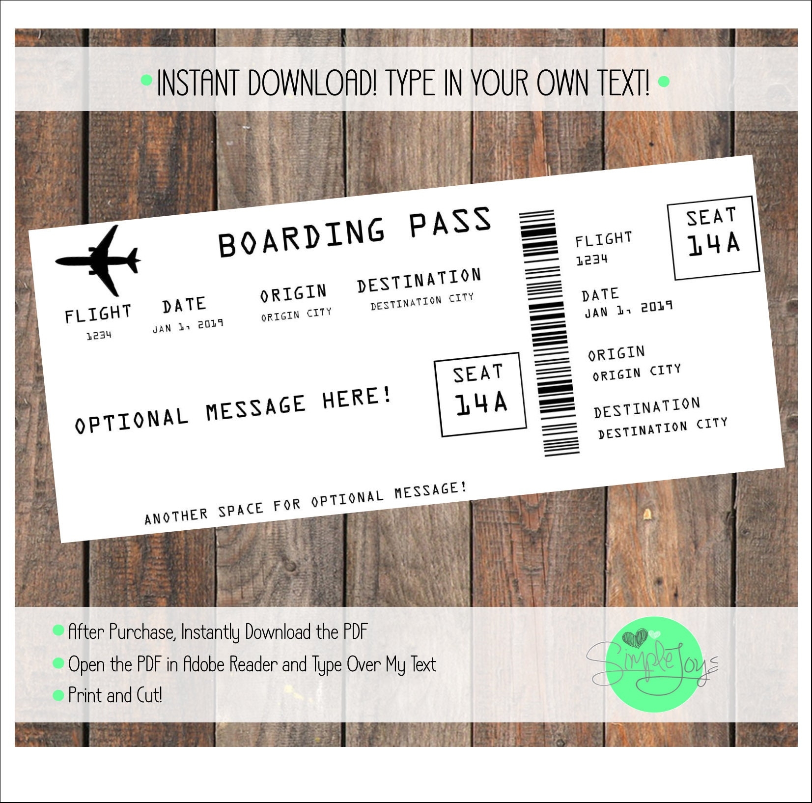 Printable Plane Ticket