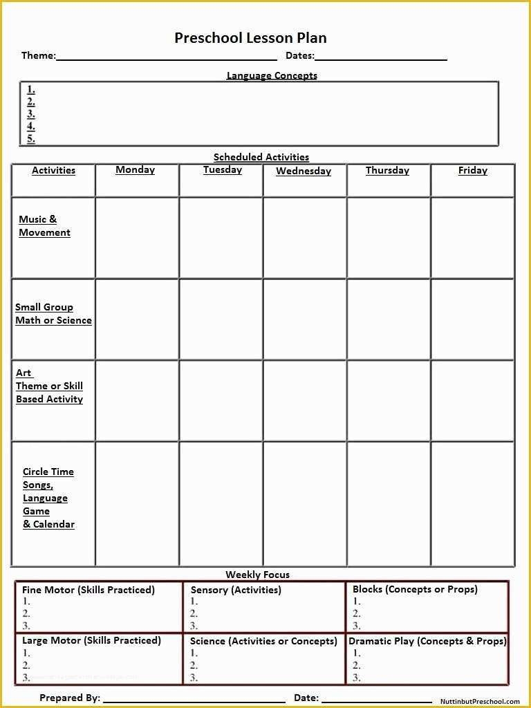 Printable Pre K Lesson Plans Printable Lesson Plans