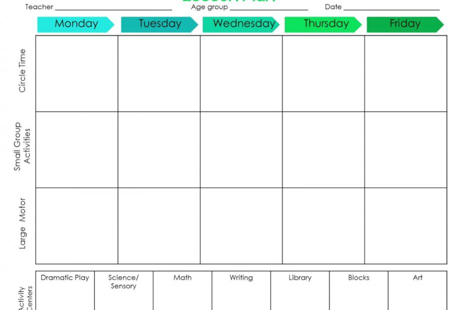 Printable Preschool Lesson Plan Forms Printable Forms Free Online