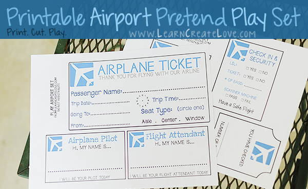 Printable Pretend Play Set Airport