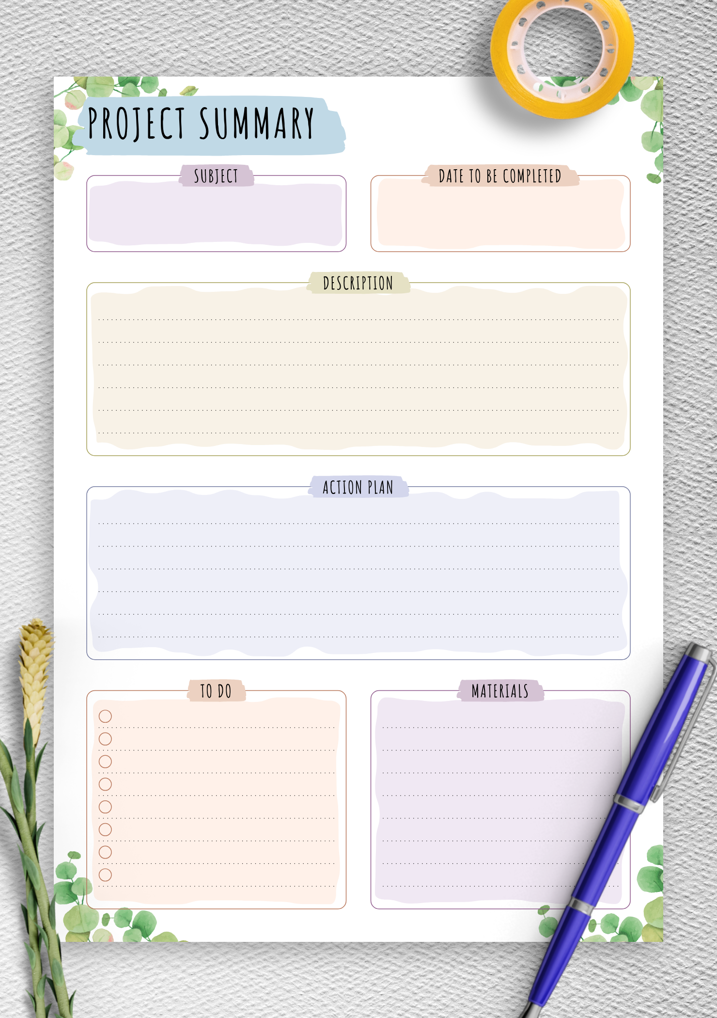 Printable Project Planning Sheets