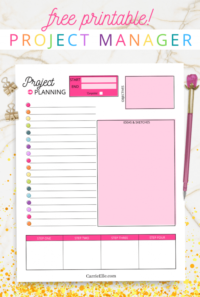 Printable Rainbow Project Planner Carrie Elle
