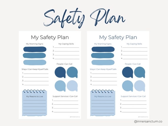 Printable Safety Crisis Plan Worksheet Therapy Aid School Etsy
