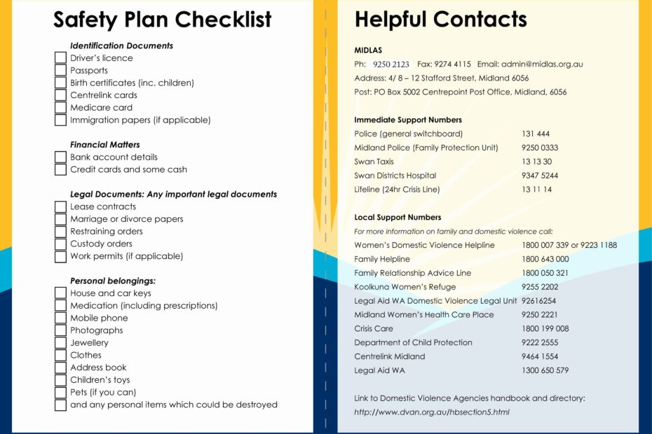 Printable Safety Plan