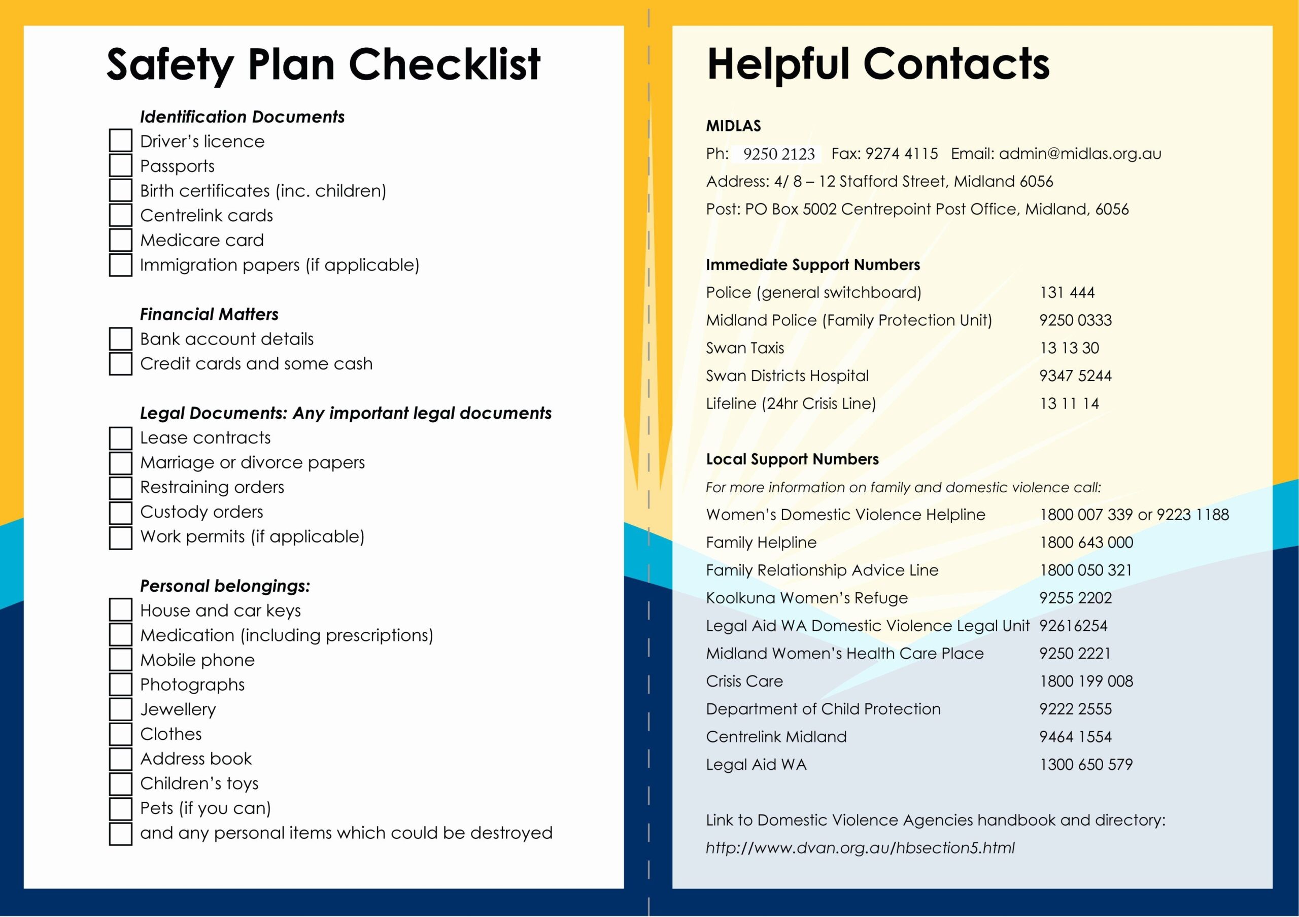 Printable Safety Plan Printable Safety Plan