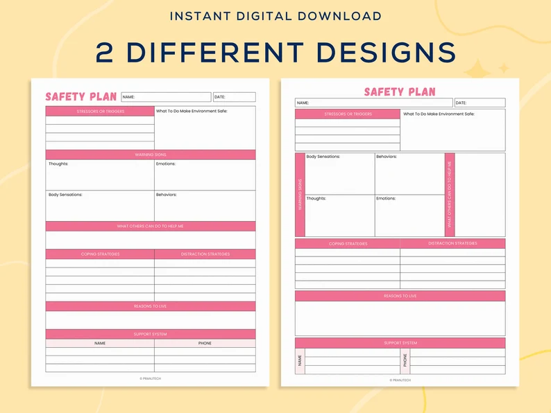 Printable Safety Plan Therapy Aid Coping Skills School Etsy In 2022 