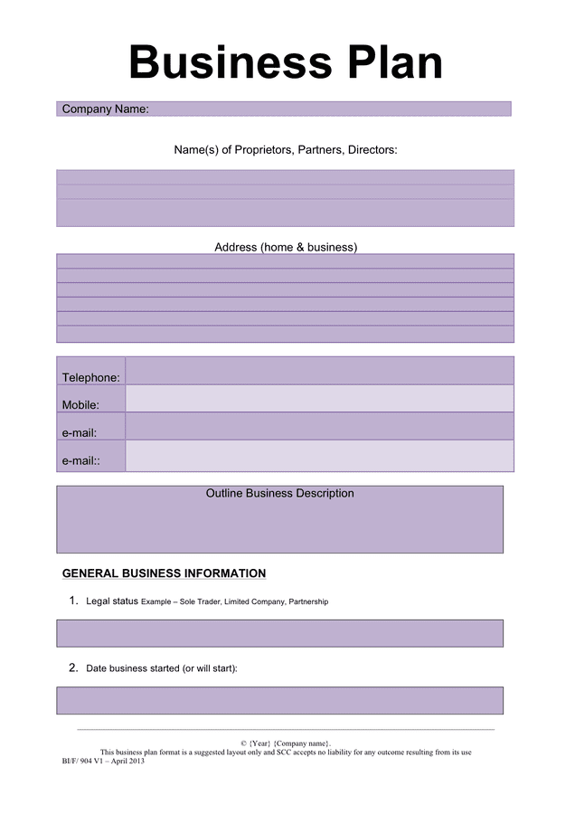 Printable Sample Business Plan Sample Form Business Plan Template Eroppa