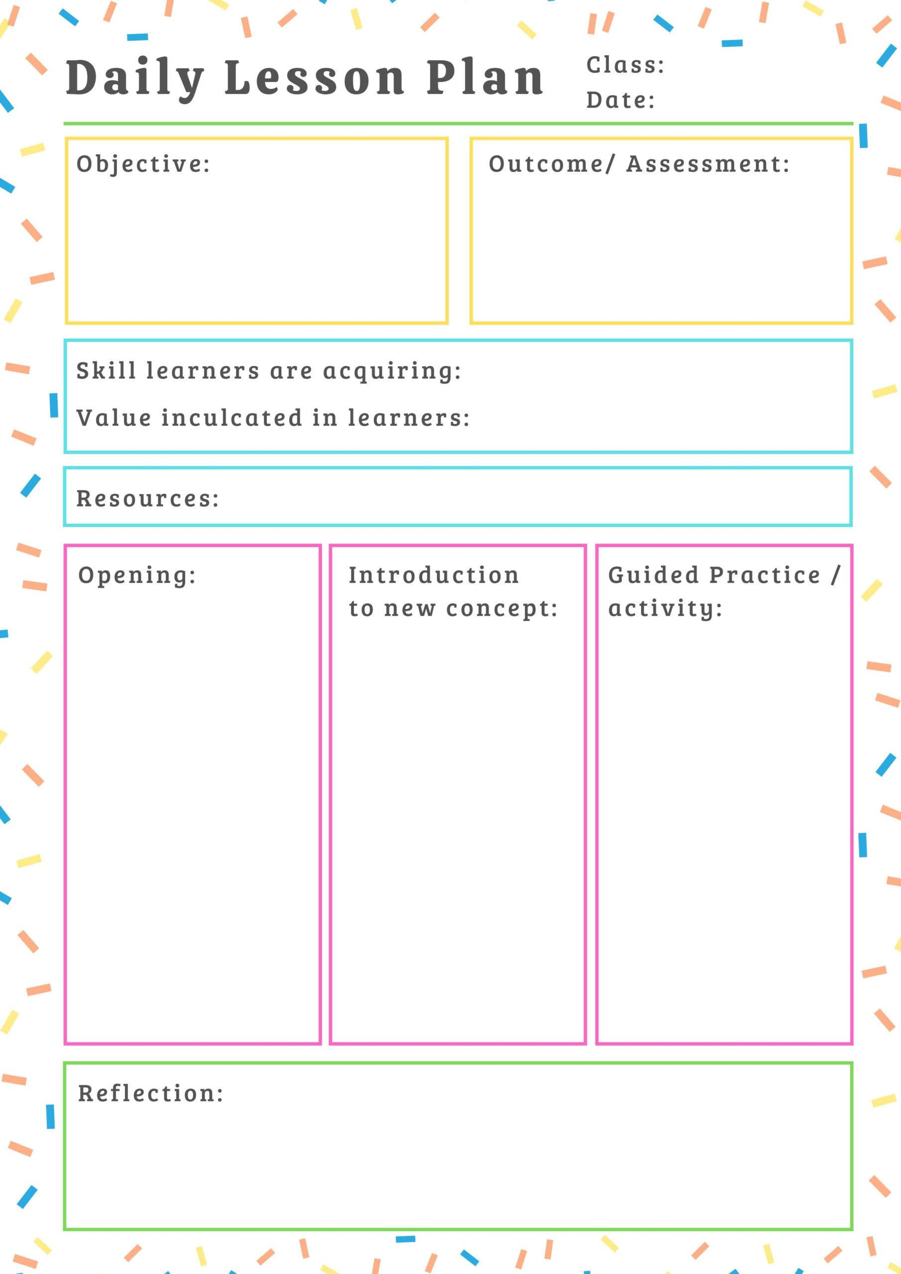 Printable Teacher Lesson Planner Template Minwolf