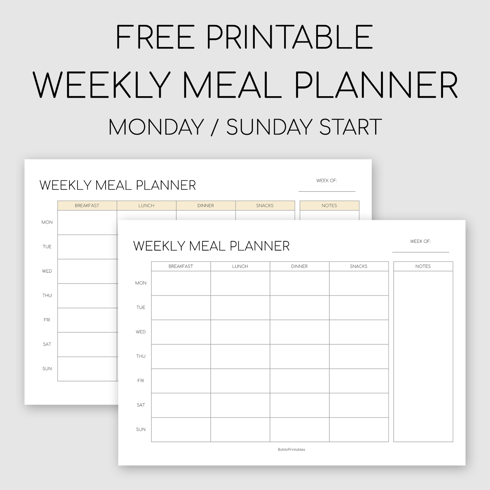 Printable Weekly Meal Planner