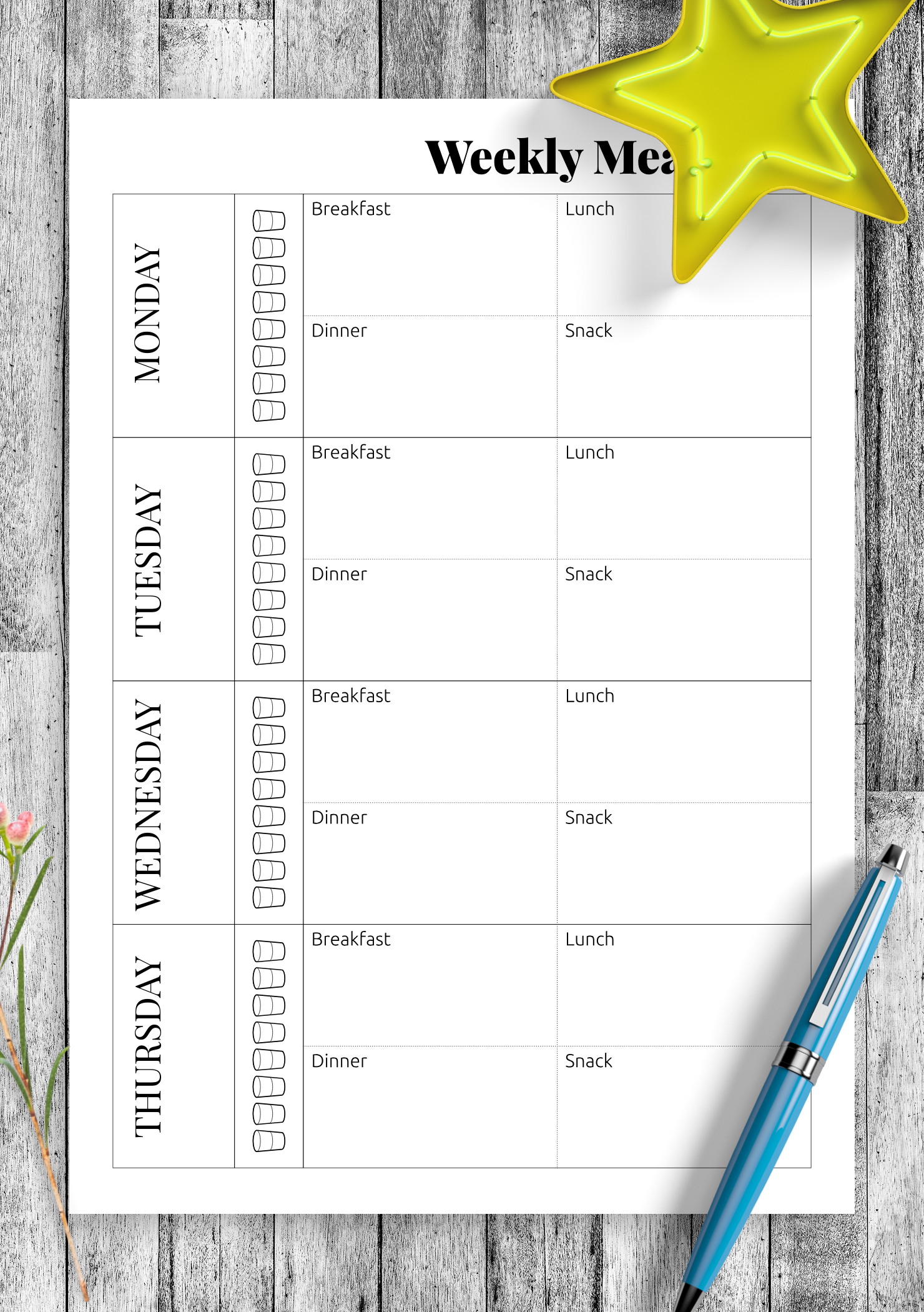 Printable Weekly Meal Planner Template