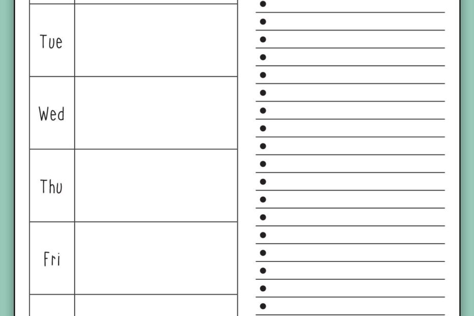 Printable Weekly Meal Planner With Grocery List Worksheets Library