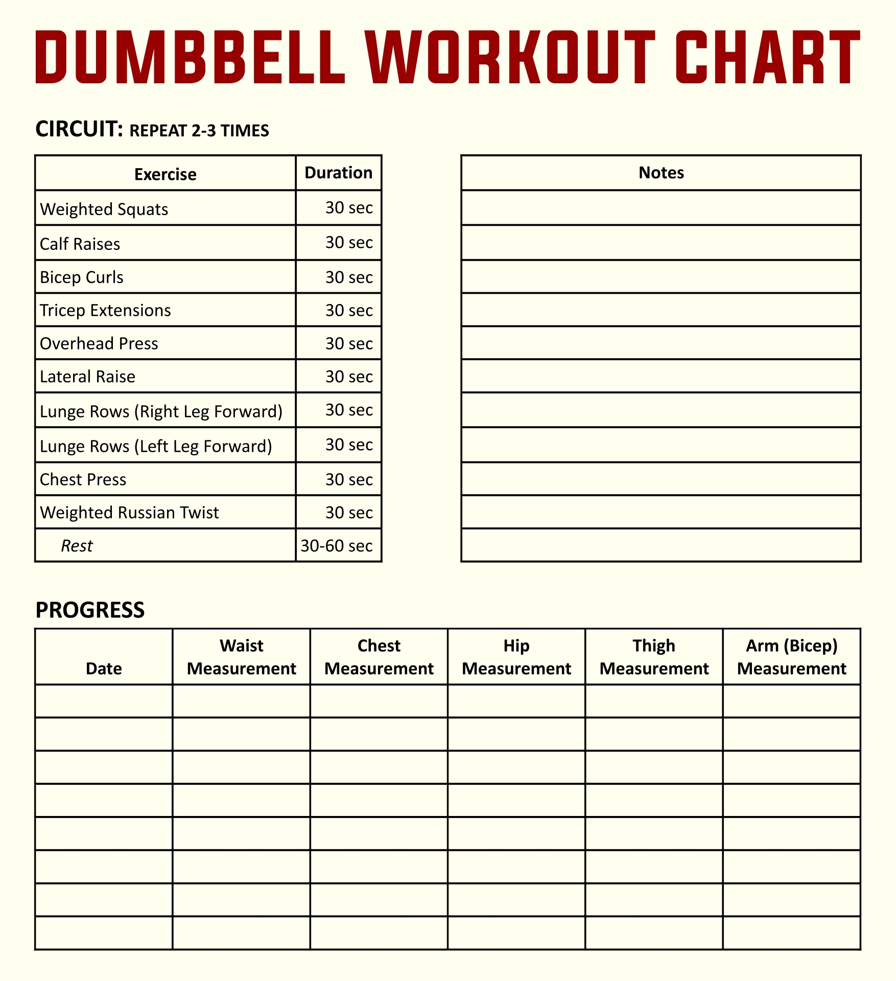 Printable Workout Routines