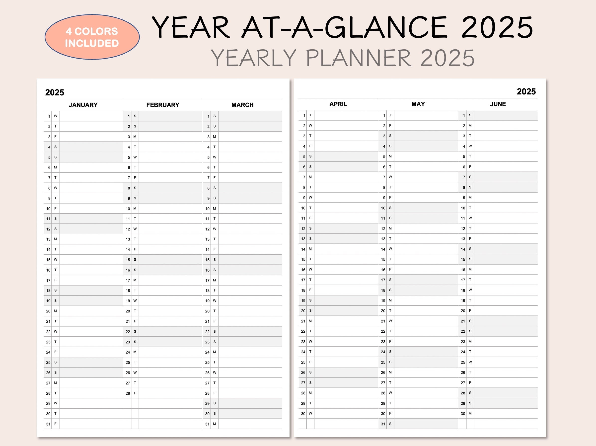 Printable Yearly Calendar 2025 Annual Planner Template Eroppa