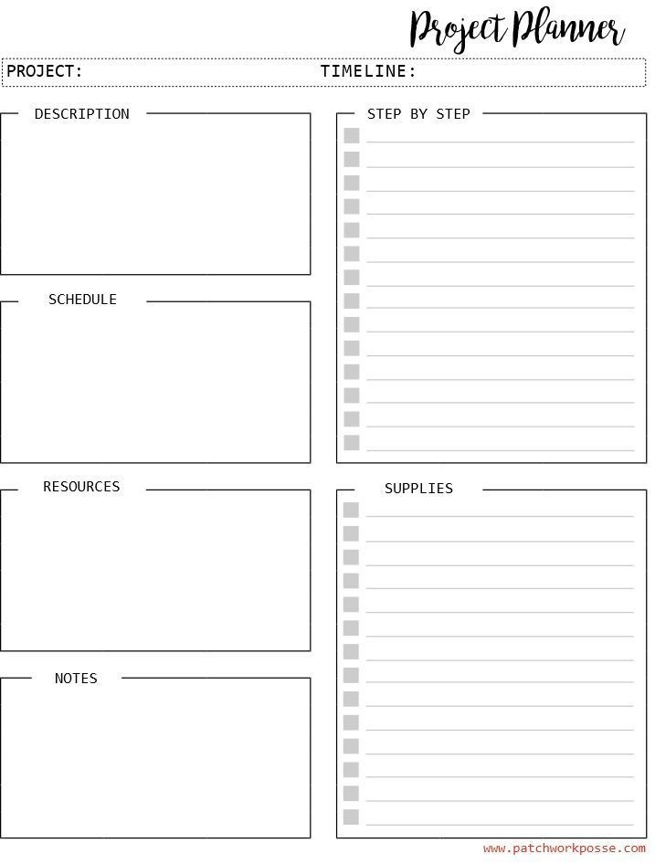 Project Planner Printable Holosercg