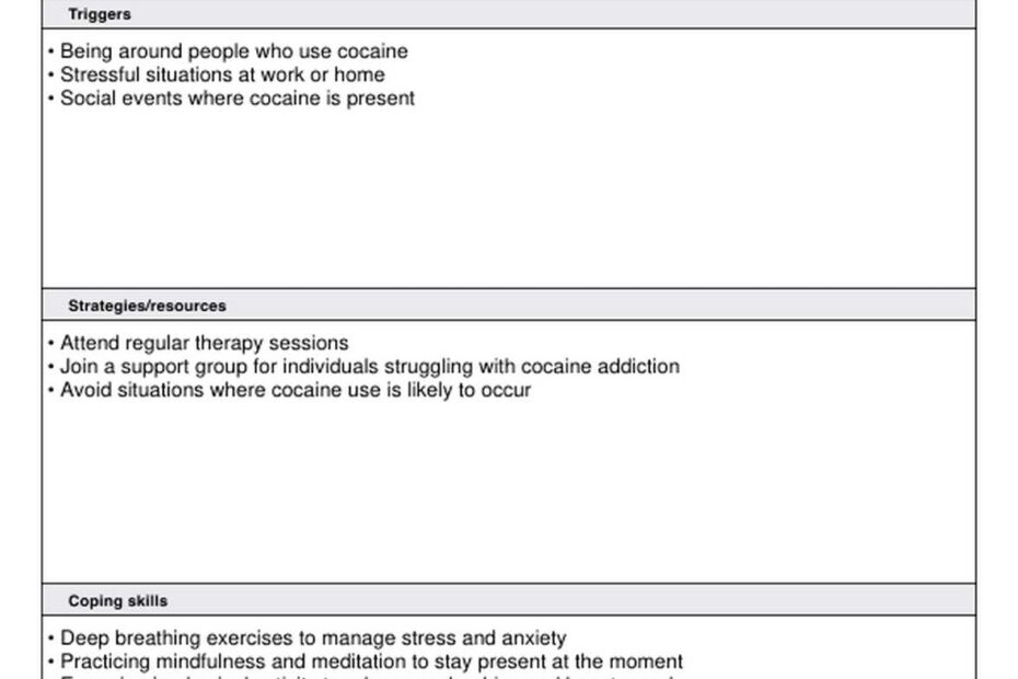 Relapse Prevention Plan Example Free PDF Download