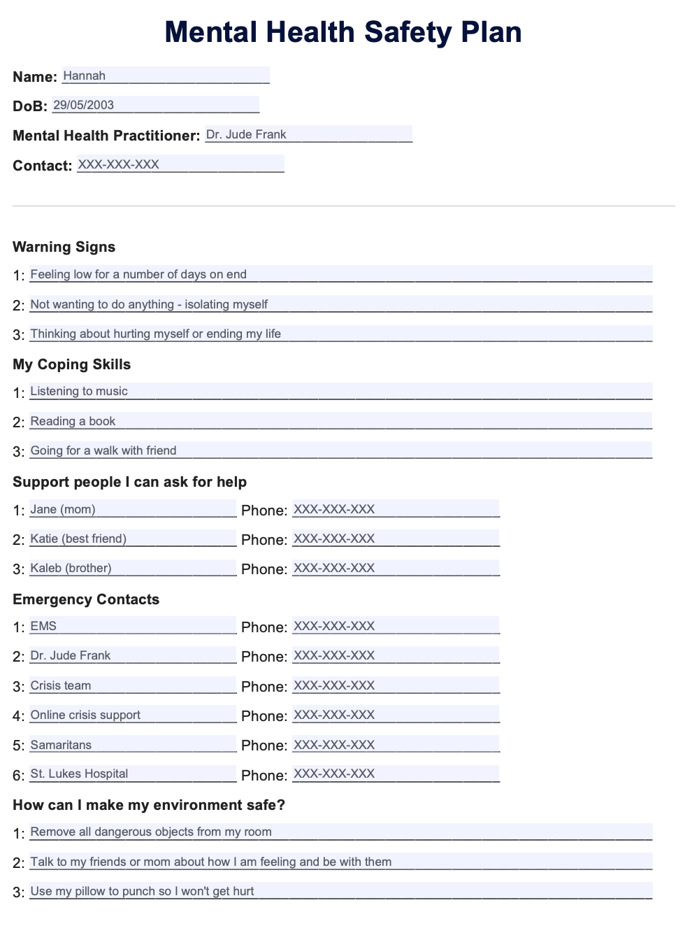 Safety Plan For Mental Health Mental Health Worksheet Vrogue co
