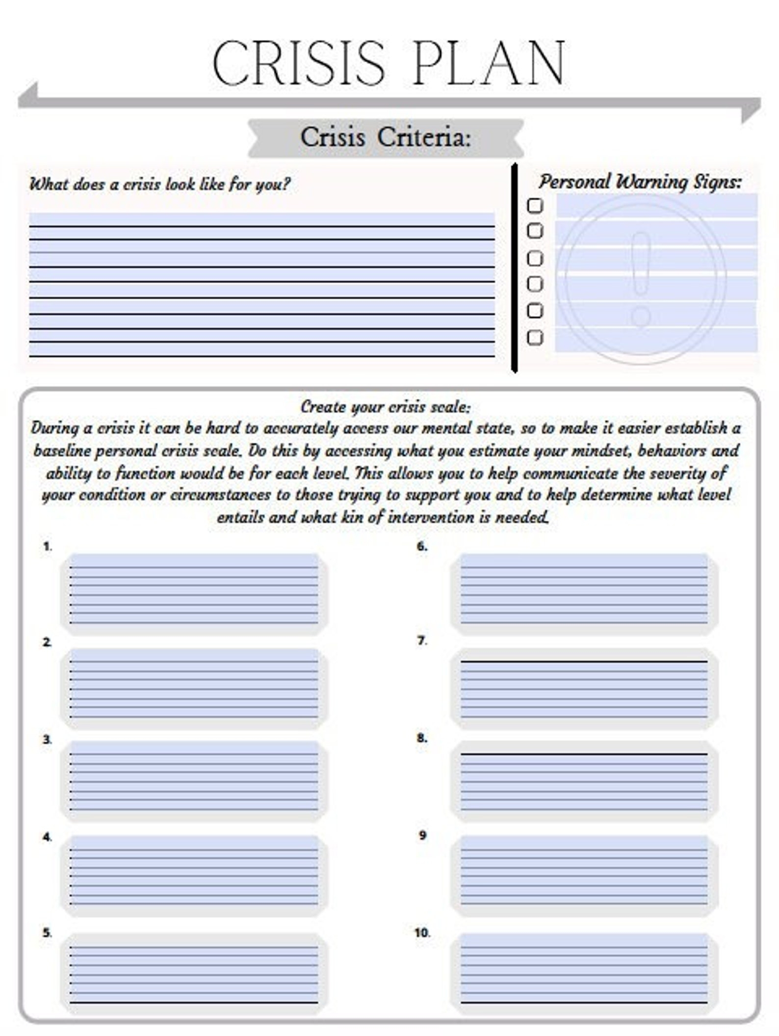 Safety Plan Template Fillable Printable Tools Crisis Etsy