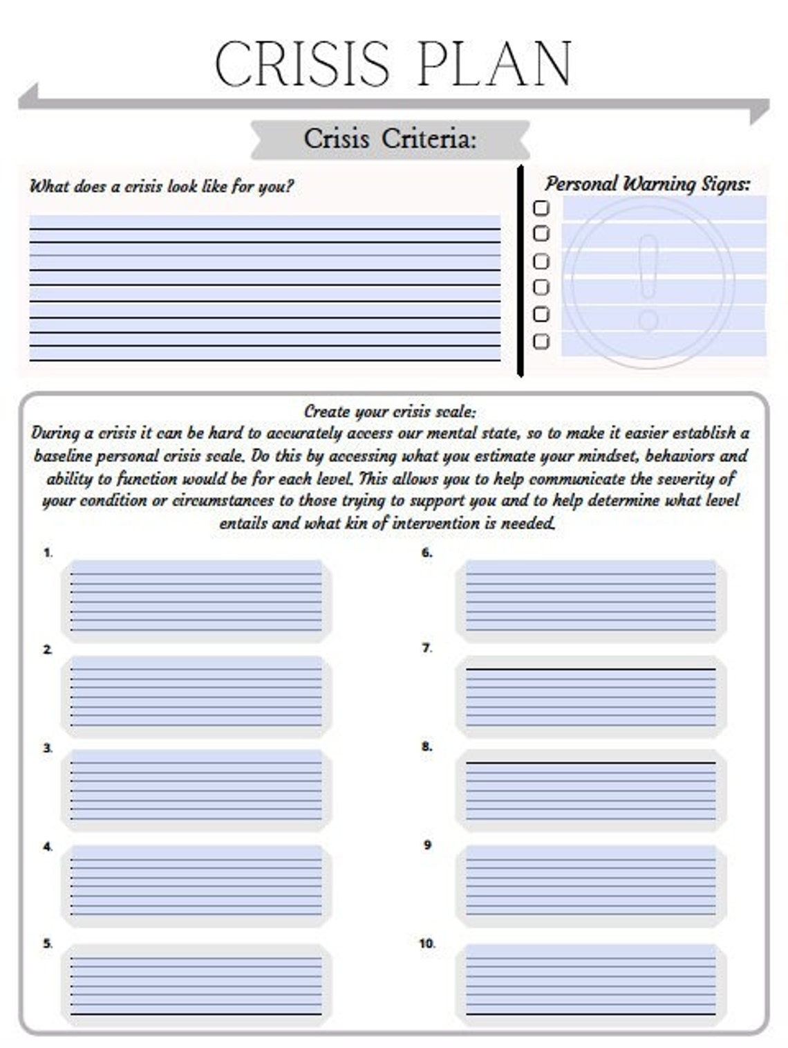 Safety Plan Template Fillable Printable Tools Crisis Etsy