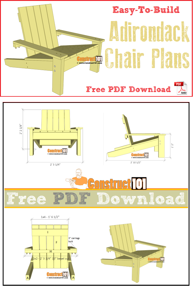 Simple Adirondack Chair Plans PDF Download Construct101
