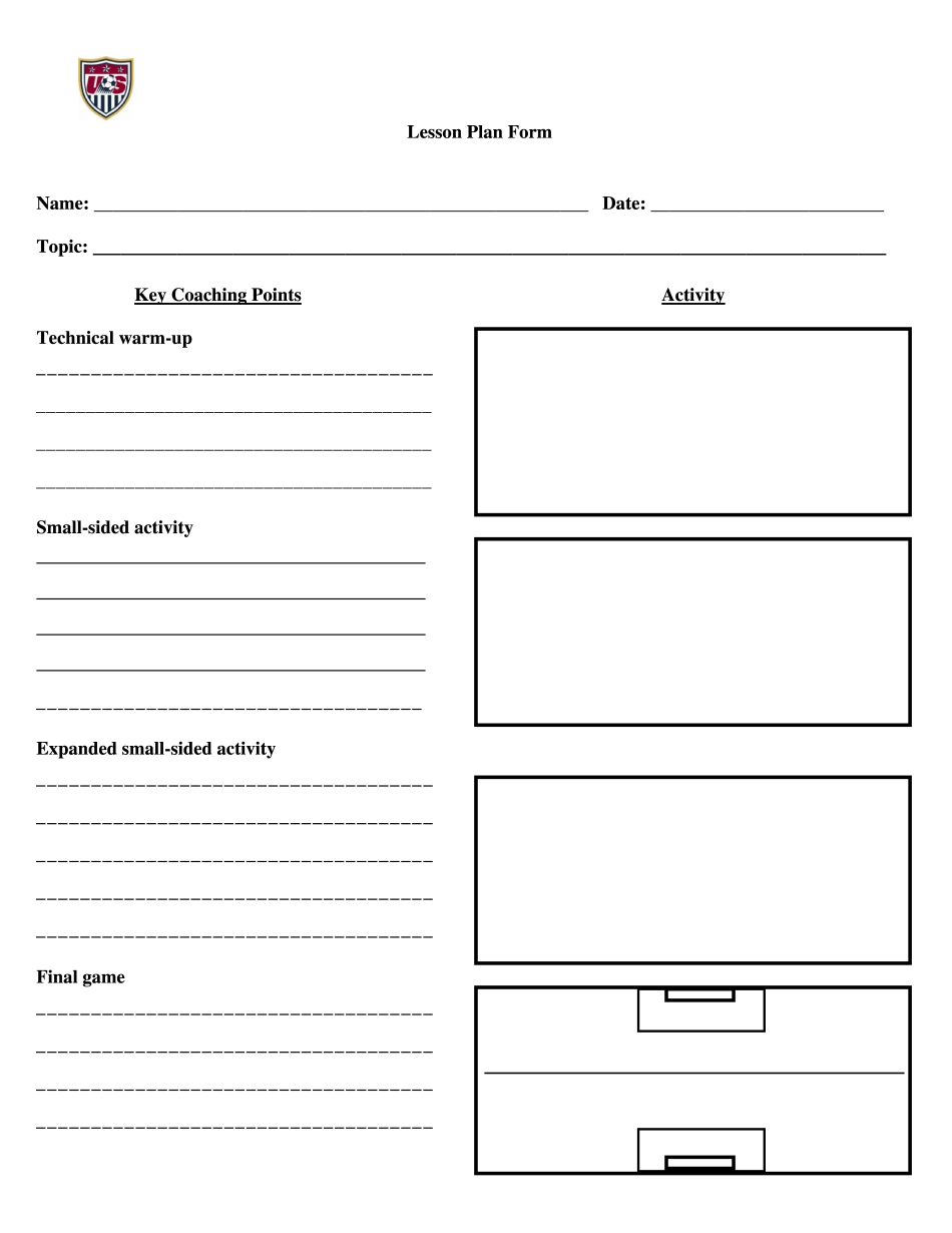 Soccer Practice Plan Template Fill Online Printable Fillable Blank