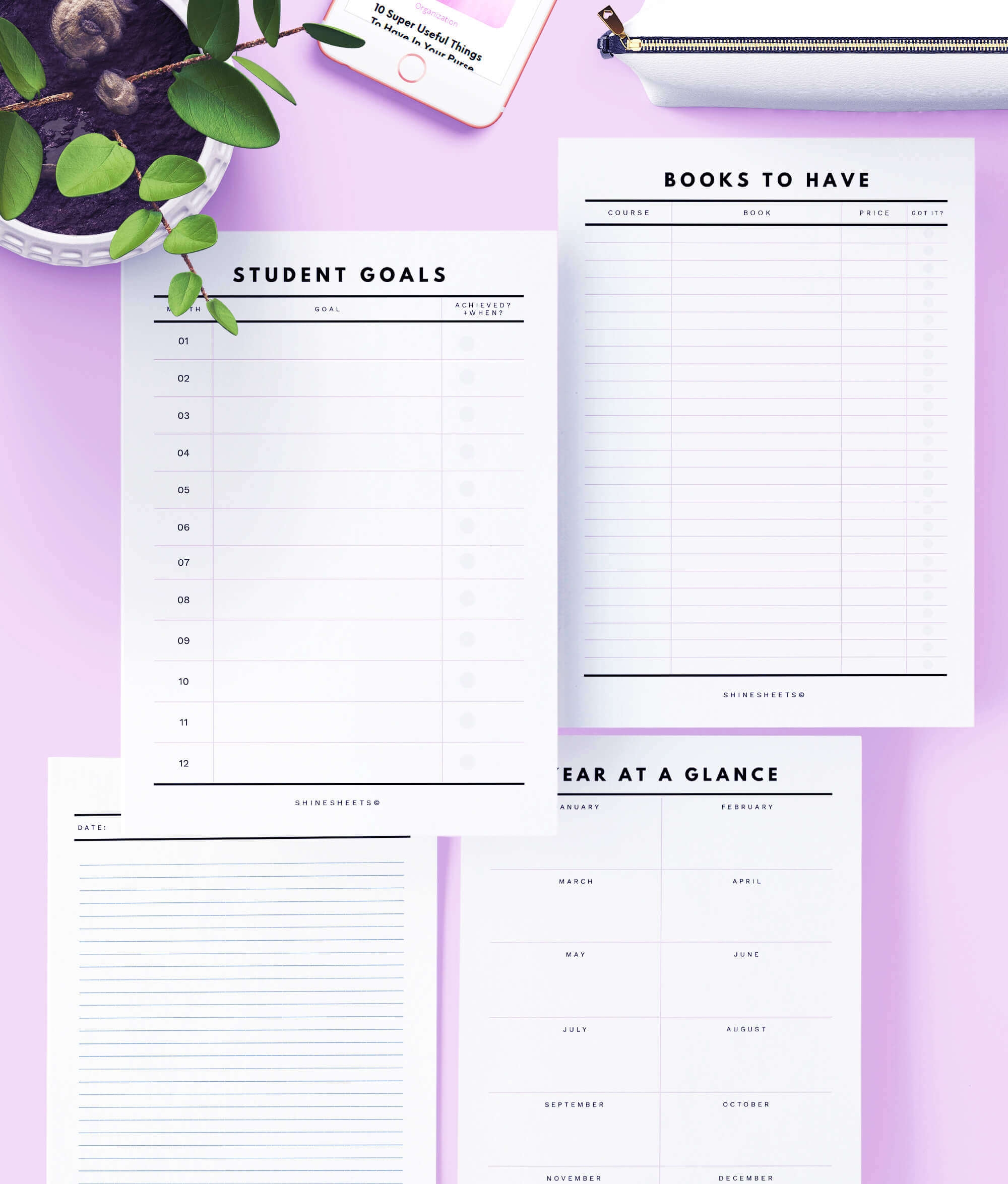 Student Planner Printable 15 Pages ShineSheets