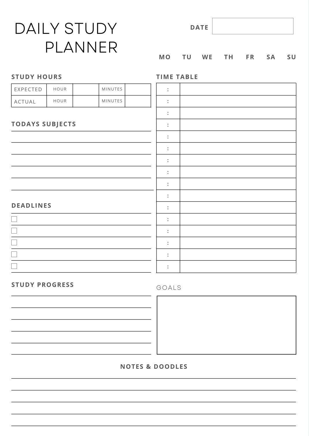 Study Planner Printable Study Planner Assignment Tracker Grade Tracker 