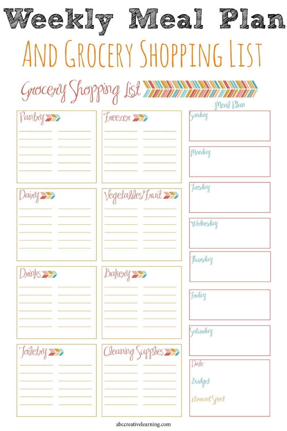 Template Printable Weekly Meal Planner Messengergugl
