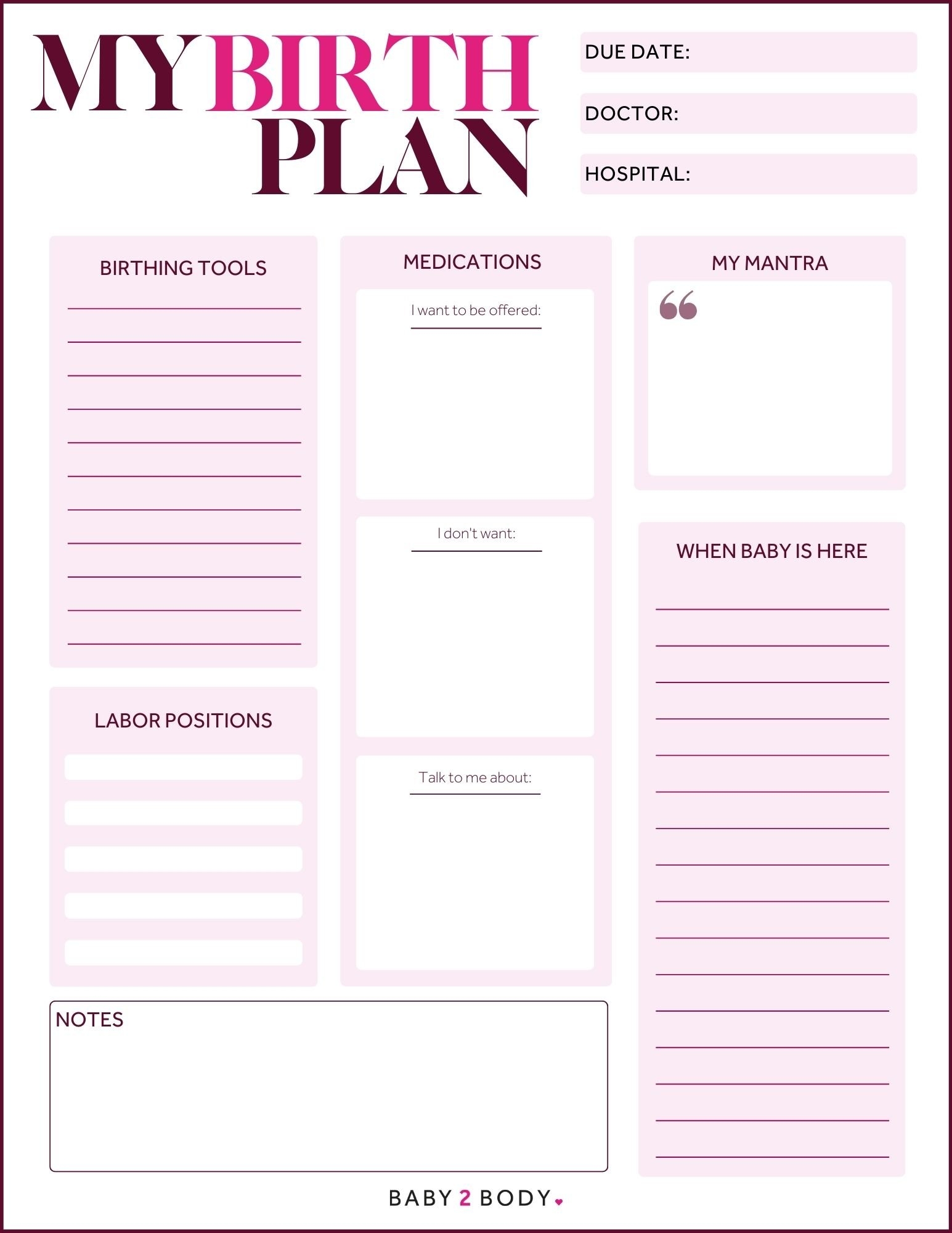 The Ultimate Birth Plan Checklist With Free Printable Template 