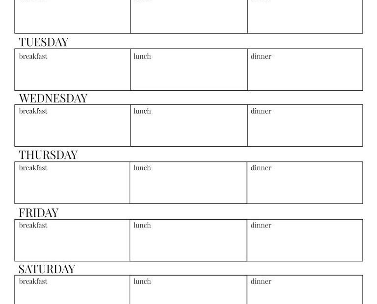 Two Week Meal Plan Template Free Printable Weekly Meal Plan Template