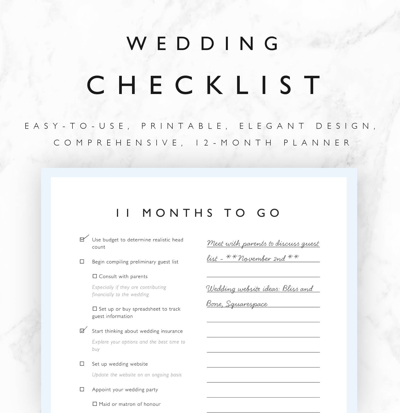 Wedding Checklist Printable 12 Month Wedding Planning Checklist 