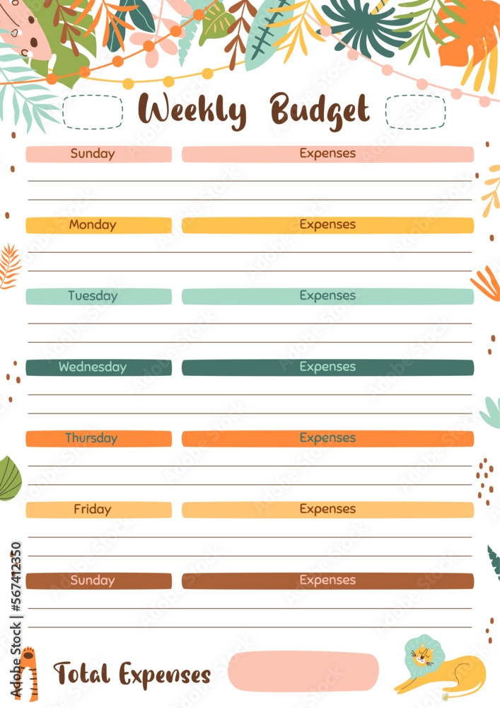 Weekly Budget Planner Template For Print Week Plan Printable Design 