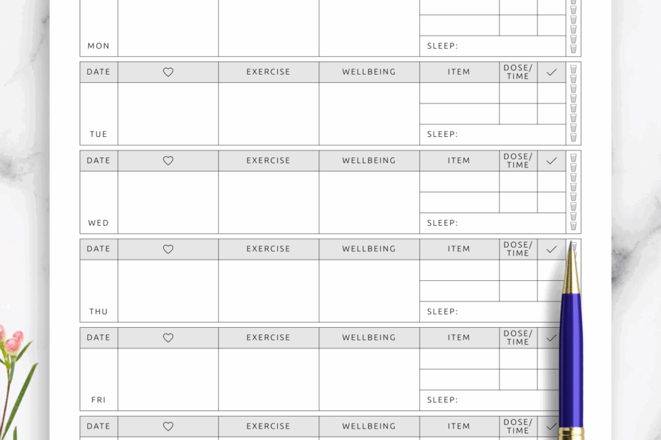 Weekly Fitness Planner Printable