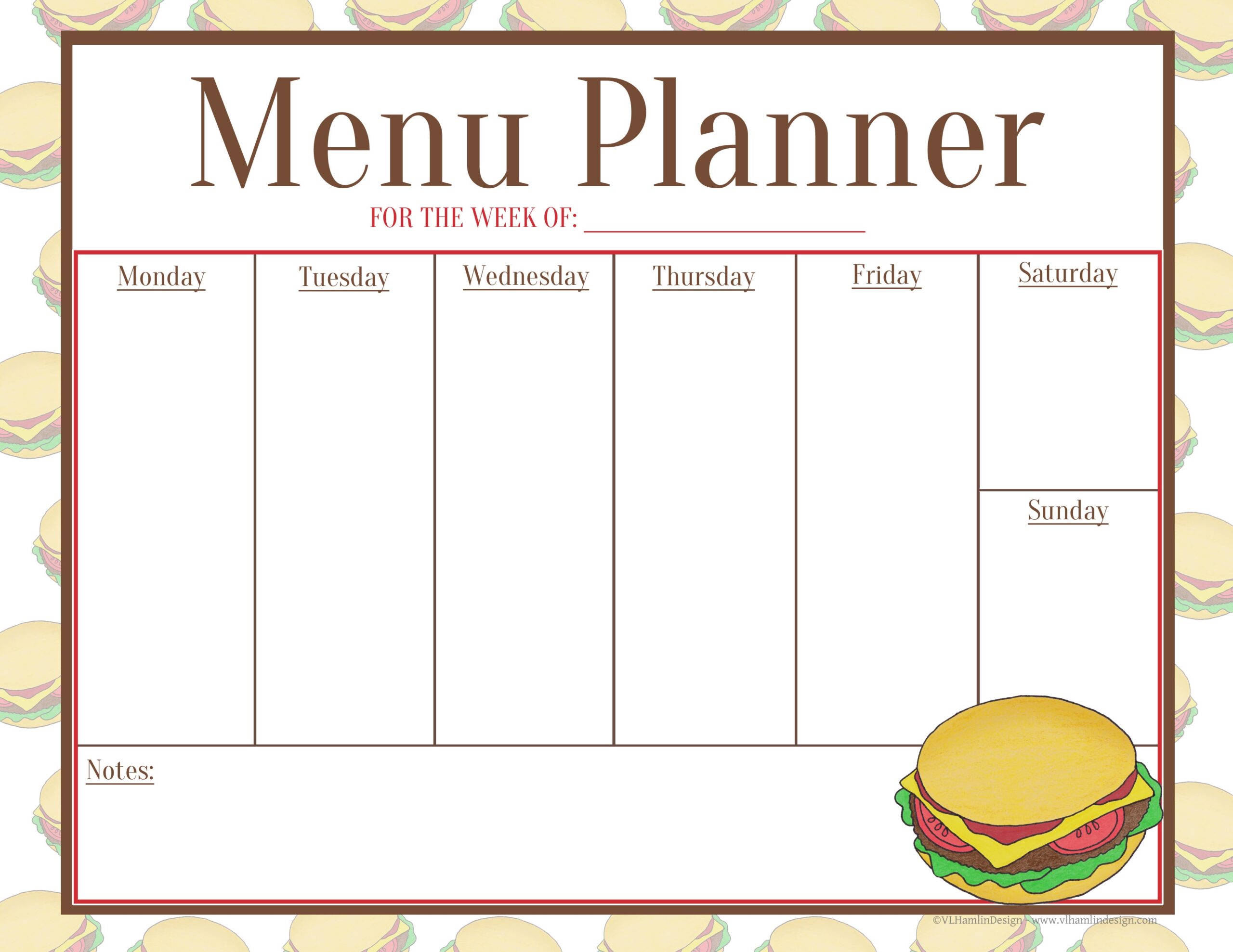Weekly Meal Plan 23 Printable Blank2 Food Life Design