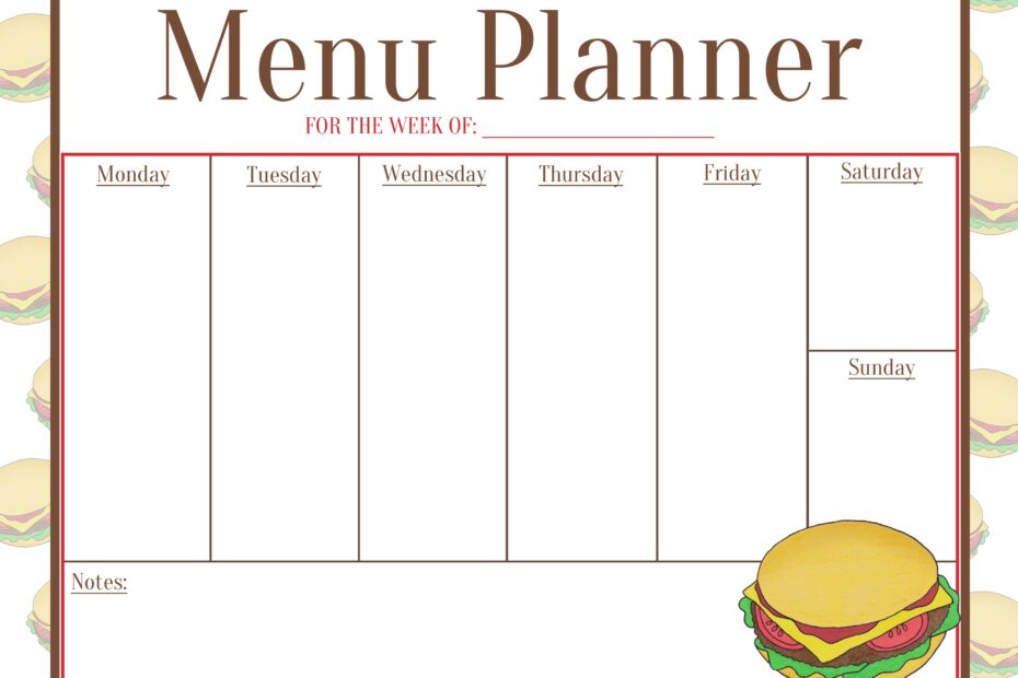 Weekly Meal Plan 23 Printable Blank2 Food Life Design