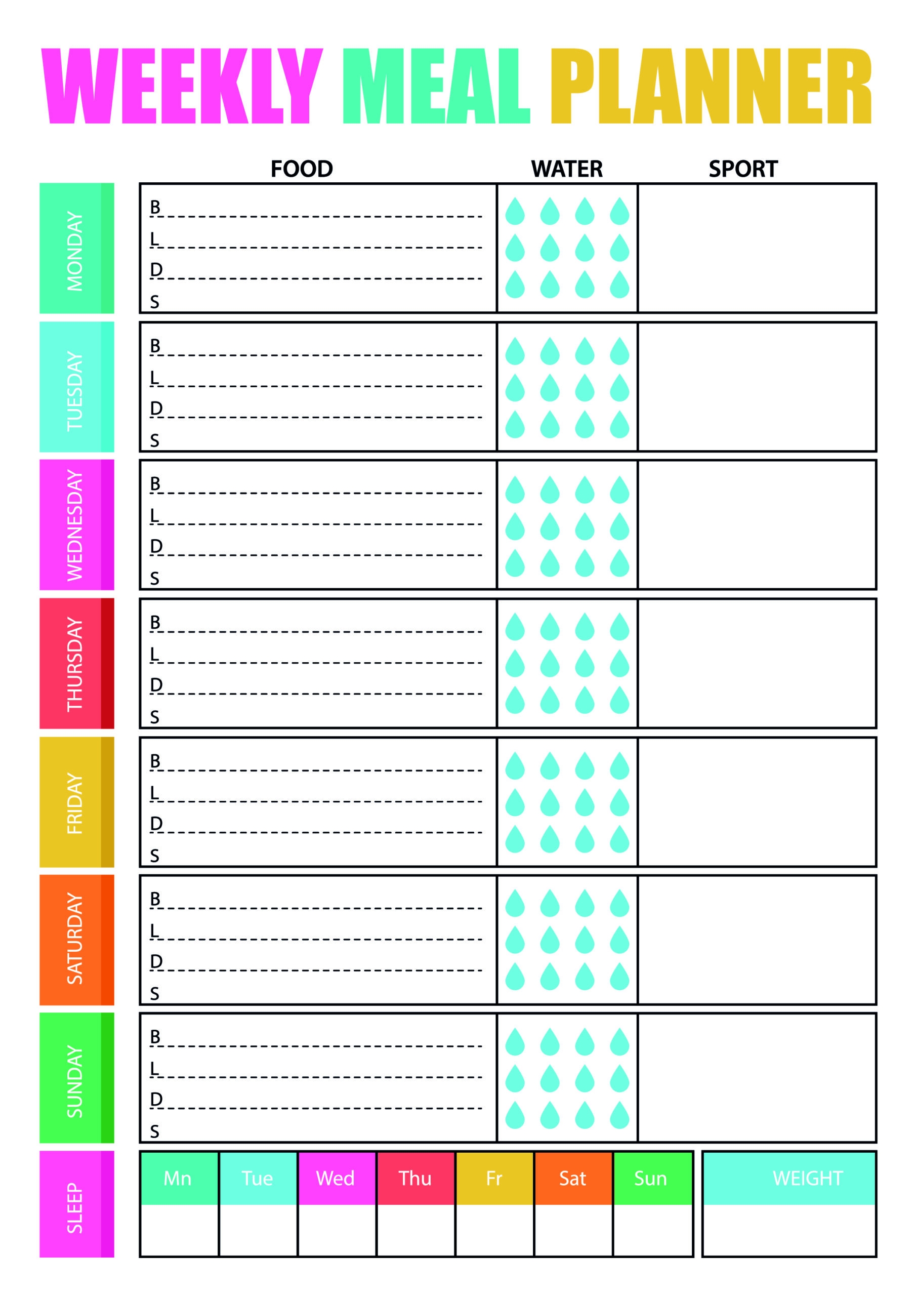 Weekly Meal Plan Free Printable Printable Free Templates