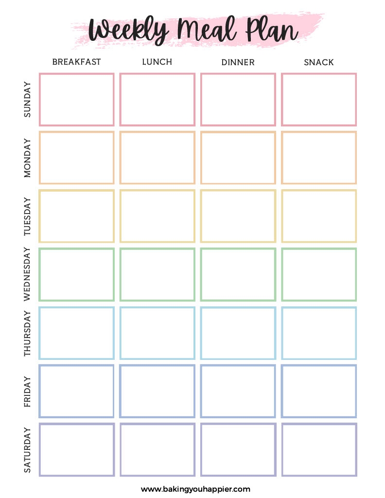Weekly Meal Plan Template Free Printable Printabledietplan Com Www 