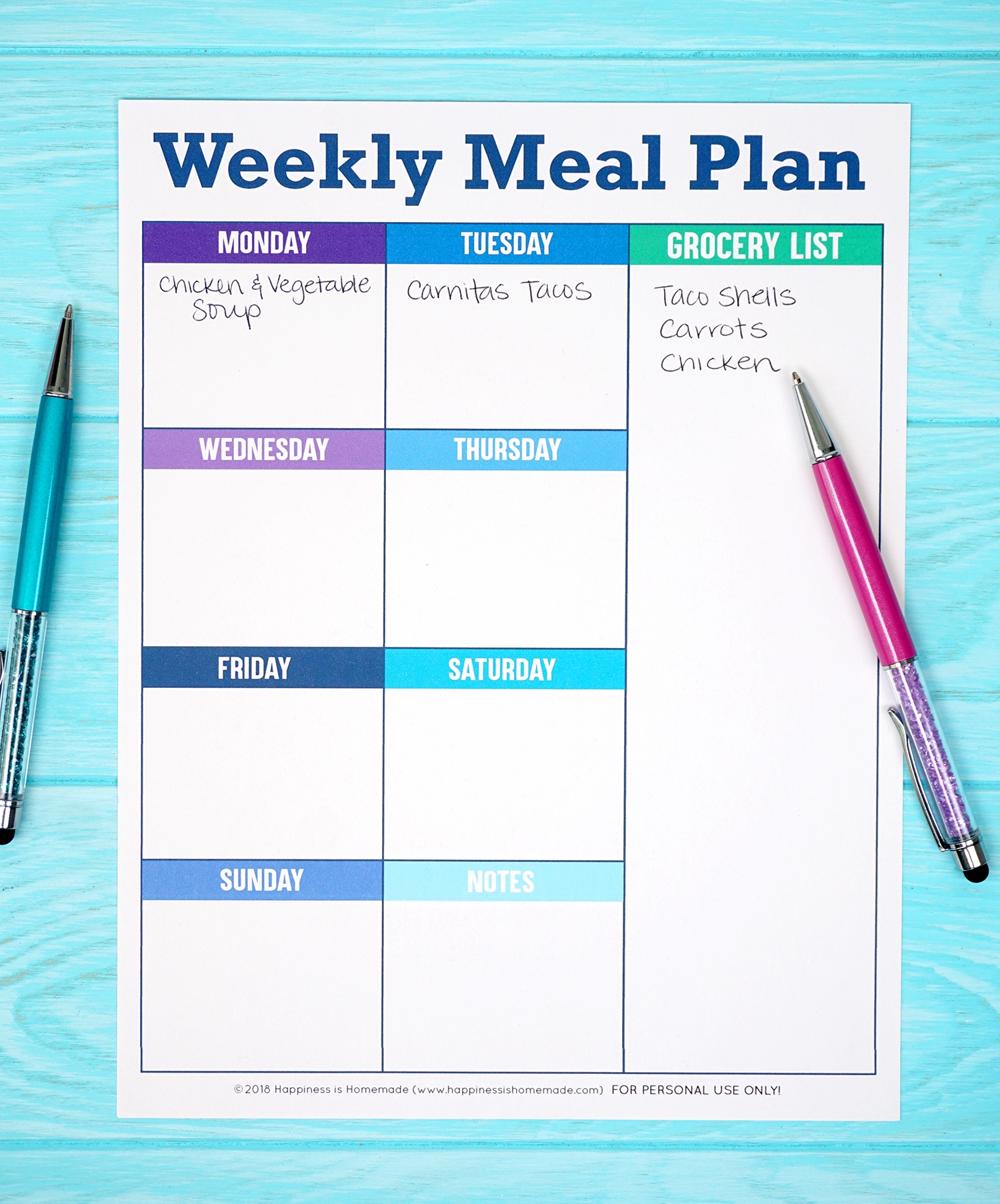Weekly Meal Planner Printable Template Aroundlity