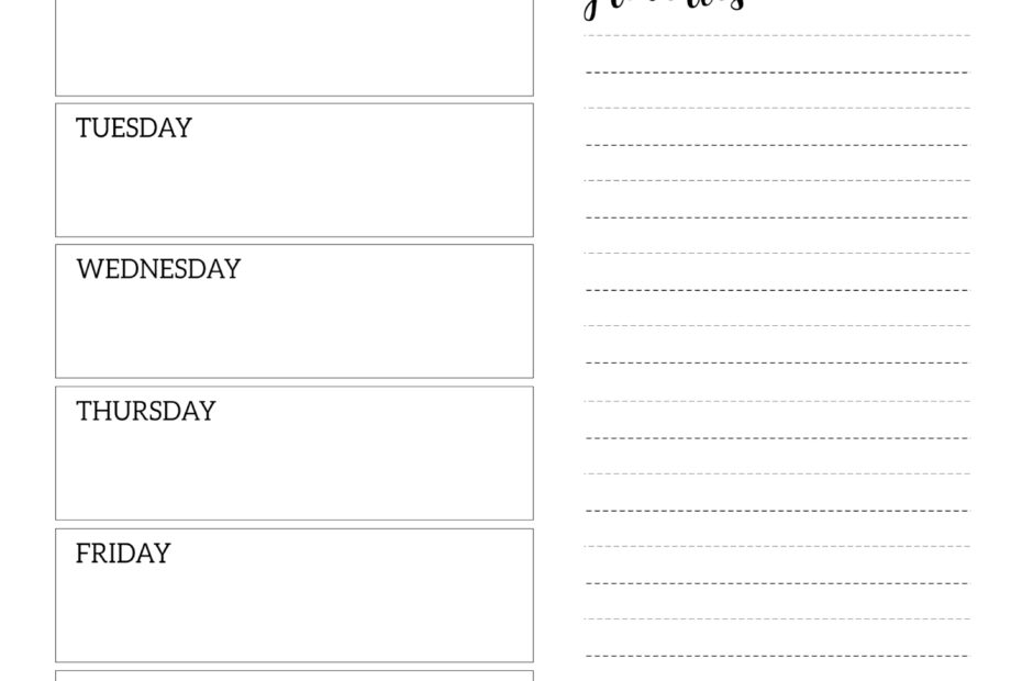Weekly Menu Planner Printable
