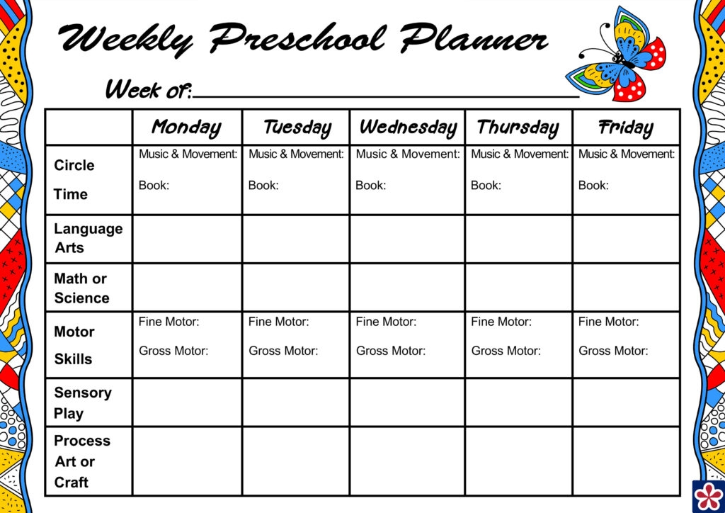 Weekly Planner For Your Preschool Class TeachersMag Printable Lesson 