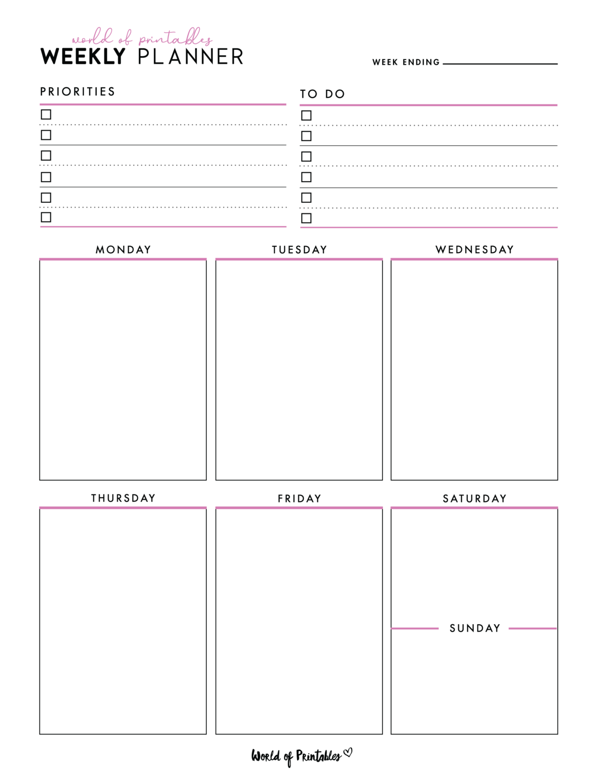 Weekly Planner Templates World Of Printables