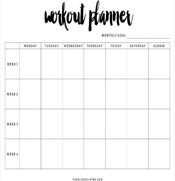 Workout Planner Printable Francesco Printable
